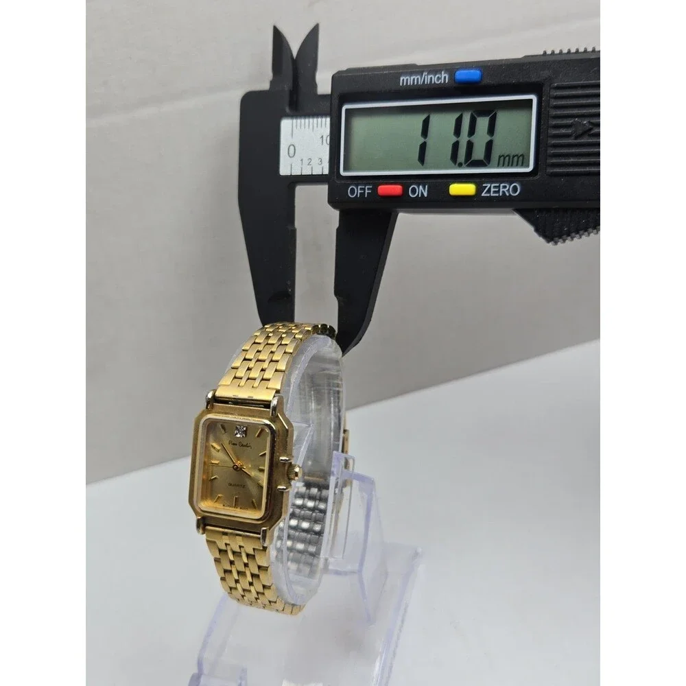 Womens Vintage Pierre Cardin Gold Tone Slim Tank Quartz Watch Dress New Battery